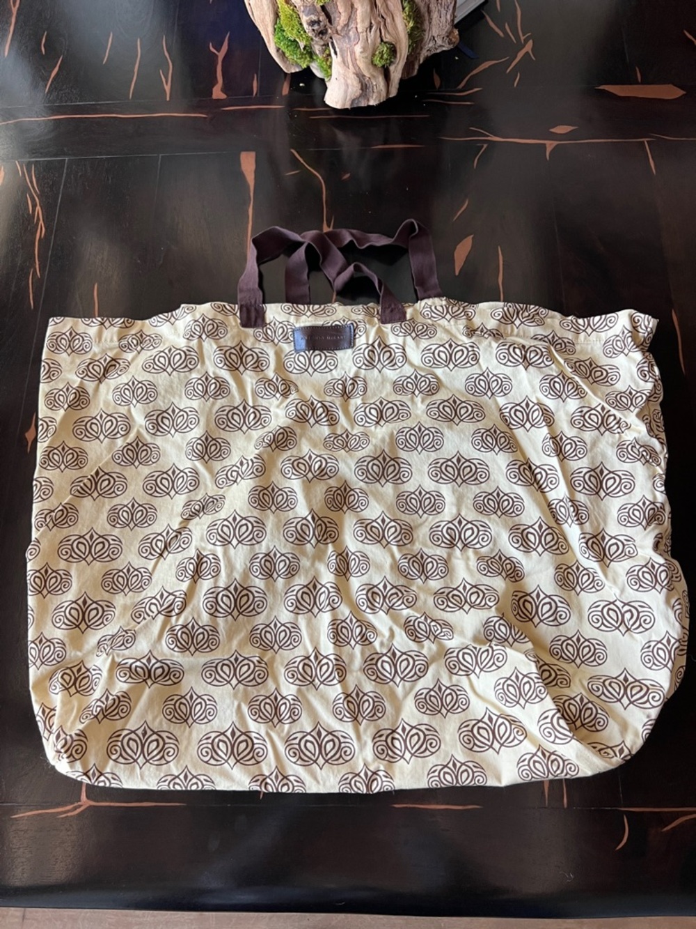 Antonio Melani Cream and Brown Patterned Tote Bag